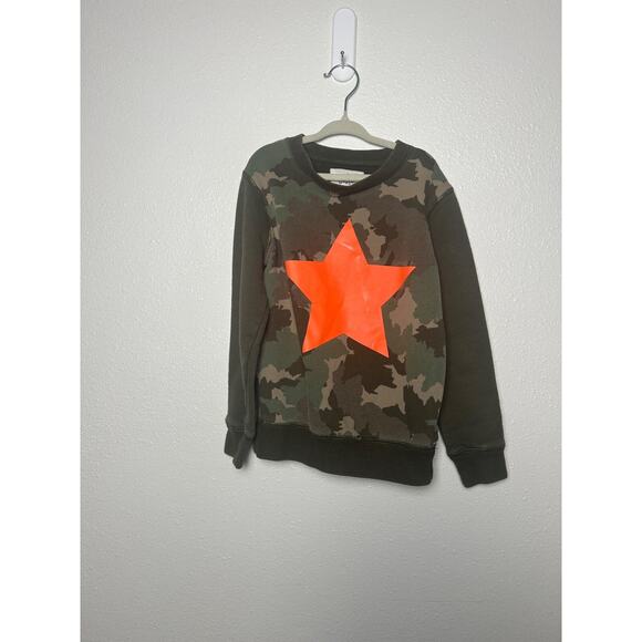Boys Mini Boden Pullover Cotton Camo With Orange Star Sweatshirt Size 5-6 Years - Picture 1 of 4